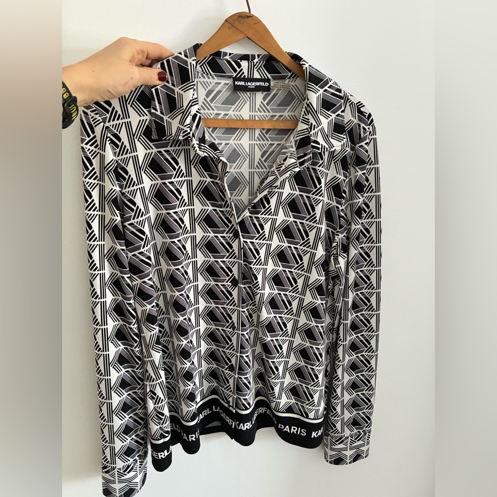Karl Lagerfeld | Black and White Geometric Pattern Size M